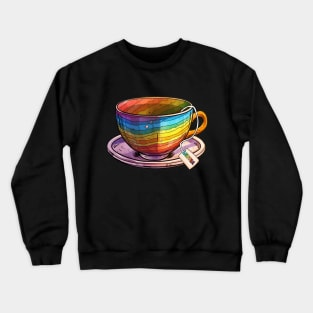 Proud LGBTQ gay pride tea drinker Rainbow Colored Tea Cup LGBTea Crewneck Sweatshirt